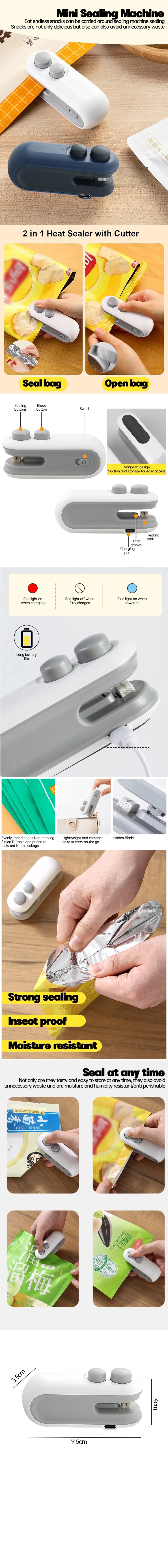 Seladora de Sacos 2 em 1 - Recarregável USB
